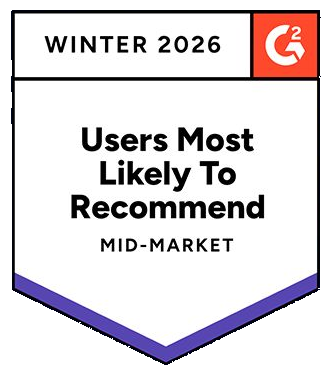 G2 Winter 2026 Users Most Likely To Recommend Mid-Market badge