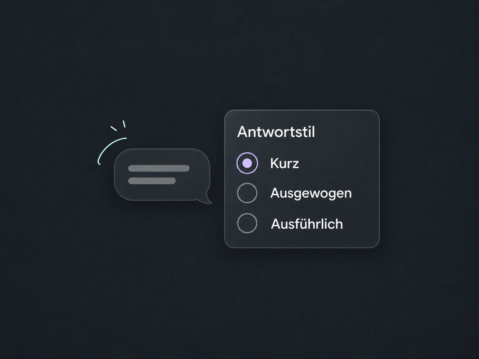 In den Antwortstil-Einstellungen ist Kurz statt Ausgewogen oder Ausführlich ausgewählt.