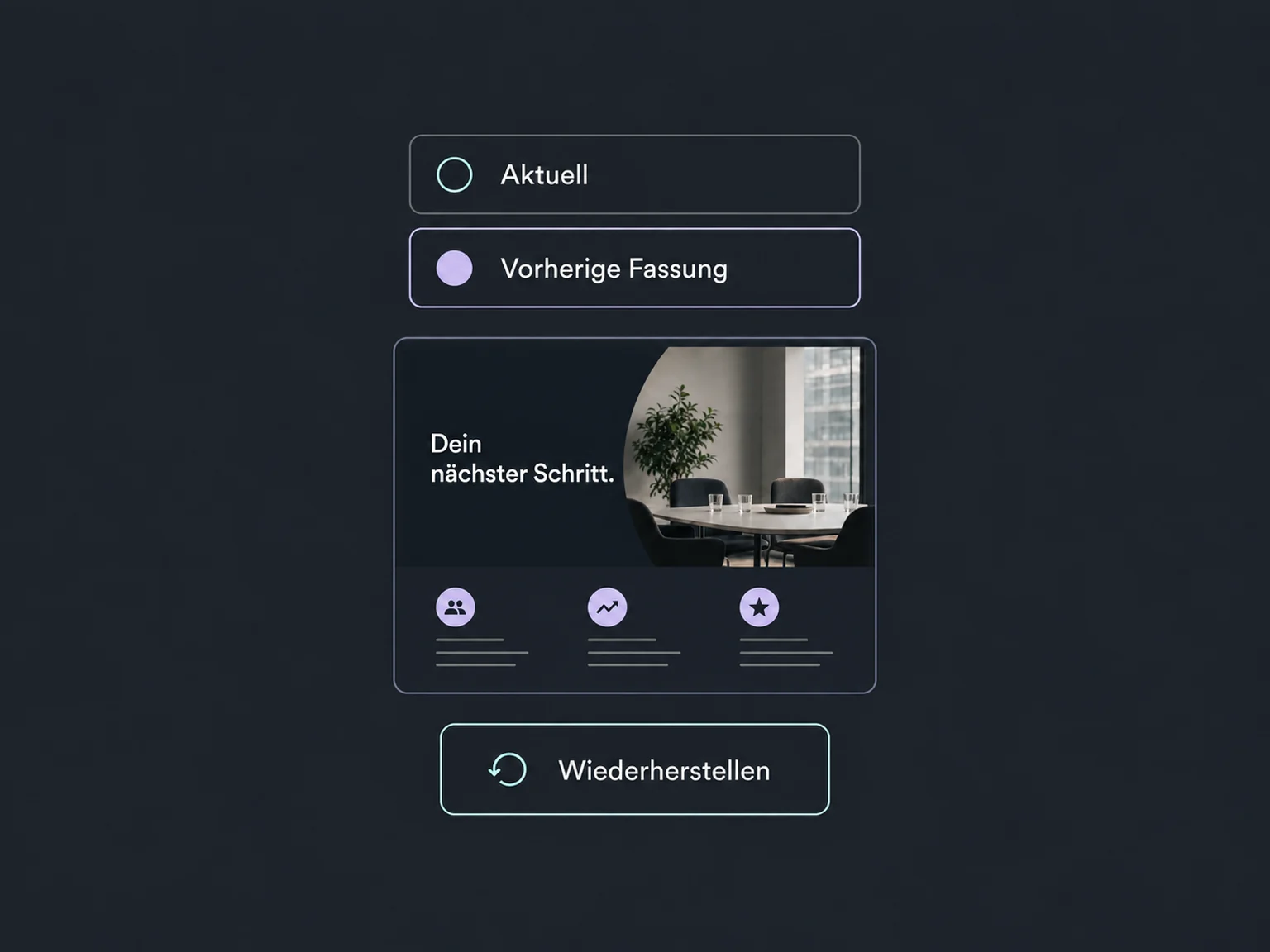 Eine frühere Projektfassung lässt sich im Versionsverlauf auswählen, ansehen und bewusst wiederherstellen.