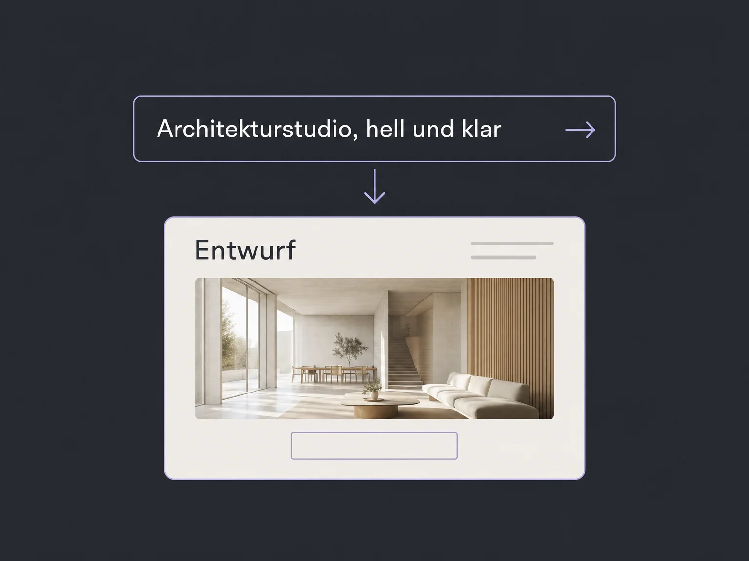 Beispiel: Aus einem kurzen Chat-Briefing entsteht der erste Website-Entwurf.