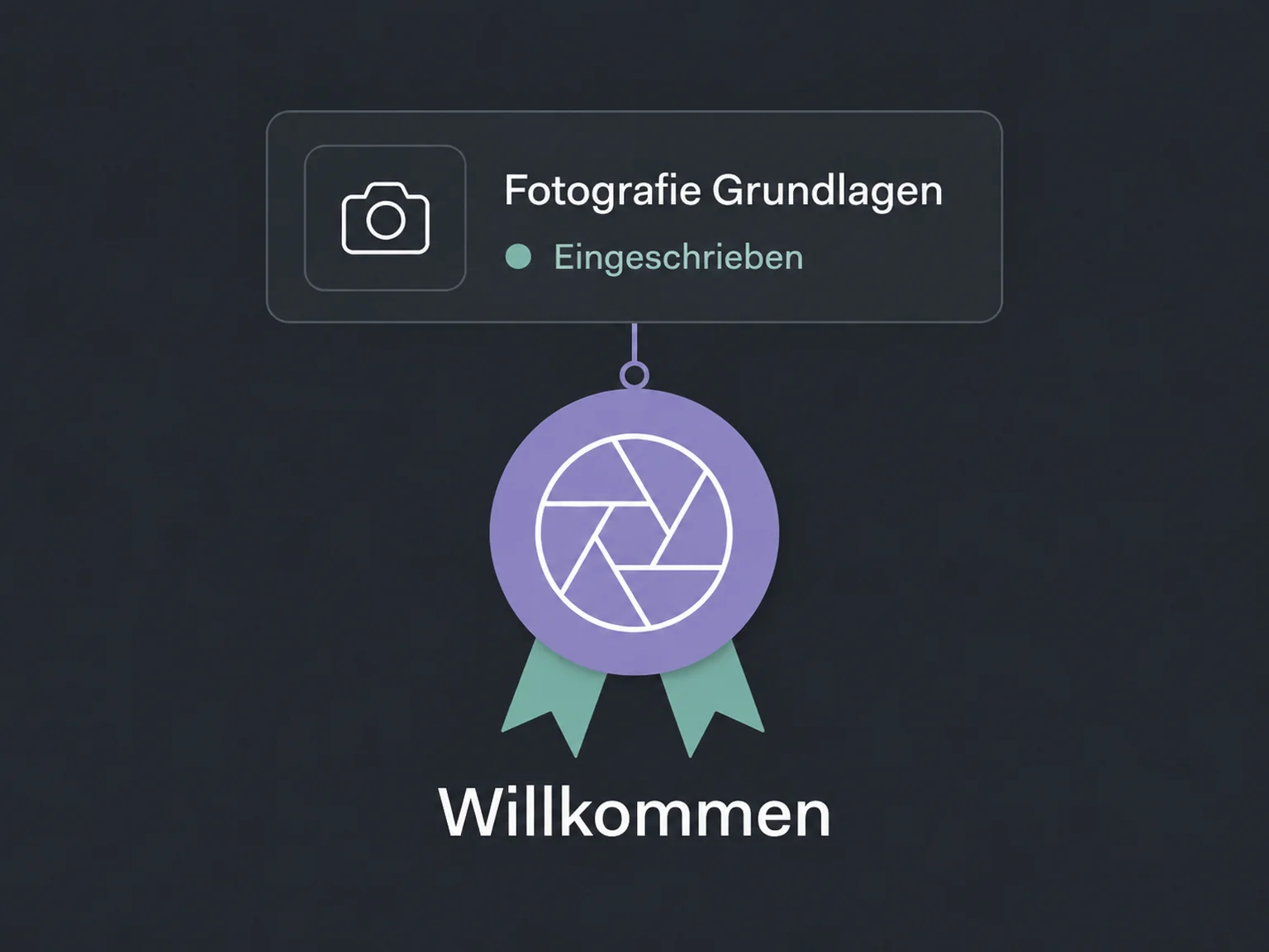 Die erste Einschreibung in den Fotografie-Kurs führt zu einem Willkommens-Badge, nicht zu einem Abschlusszertifikat.
