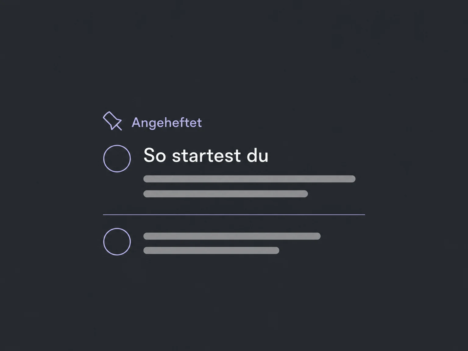 Angehefteter Einstiegspost als Beispiel am Anfang eines Community-Feeds.