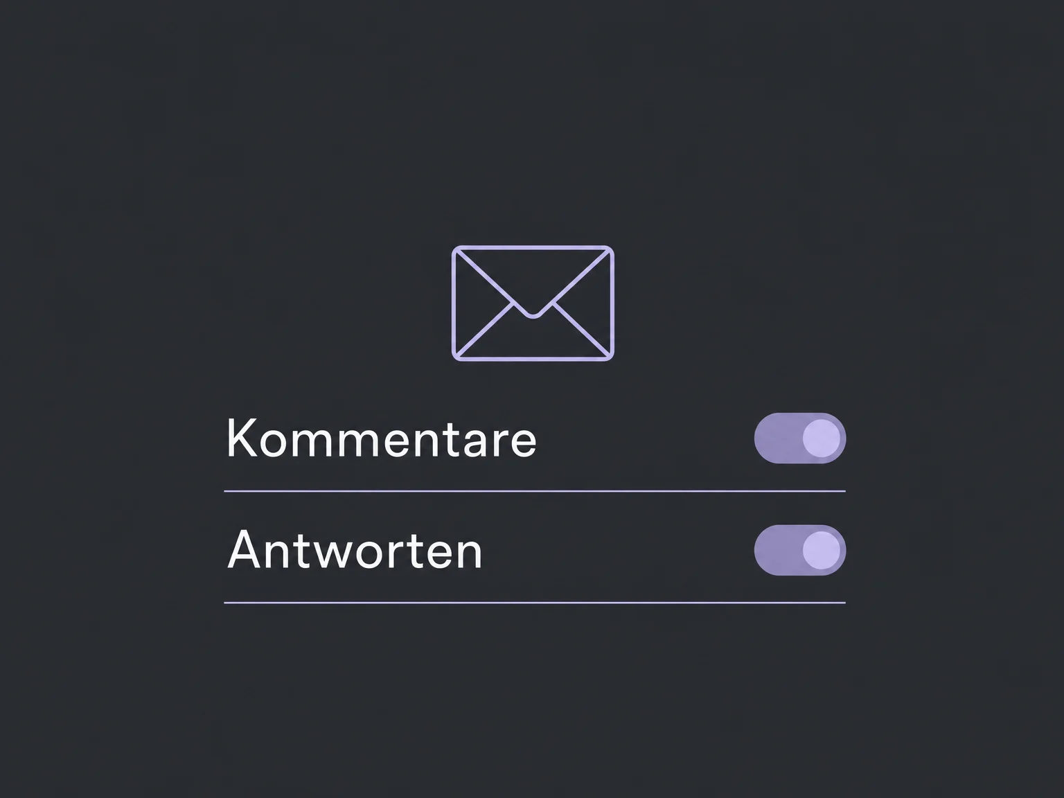 Beispiel mit auswählbaren E-Mail-Hinweisen für Kommentare und Antworten.