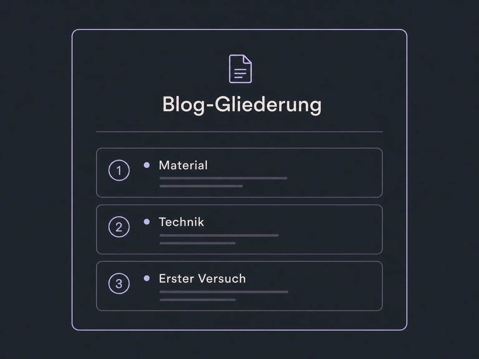 Eine bearbeitbare Artikelgliederung ordnet Material, Technik und einen ersten Keramikversuch.