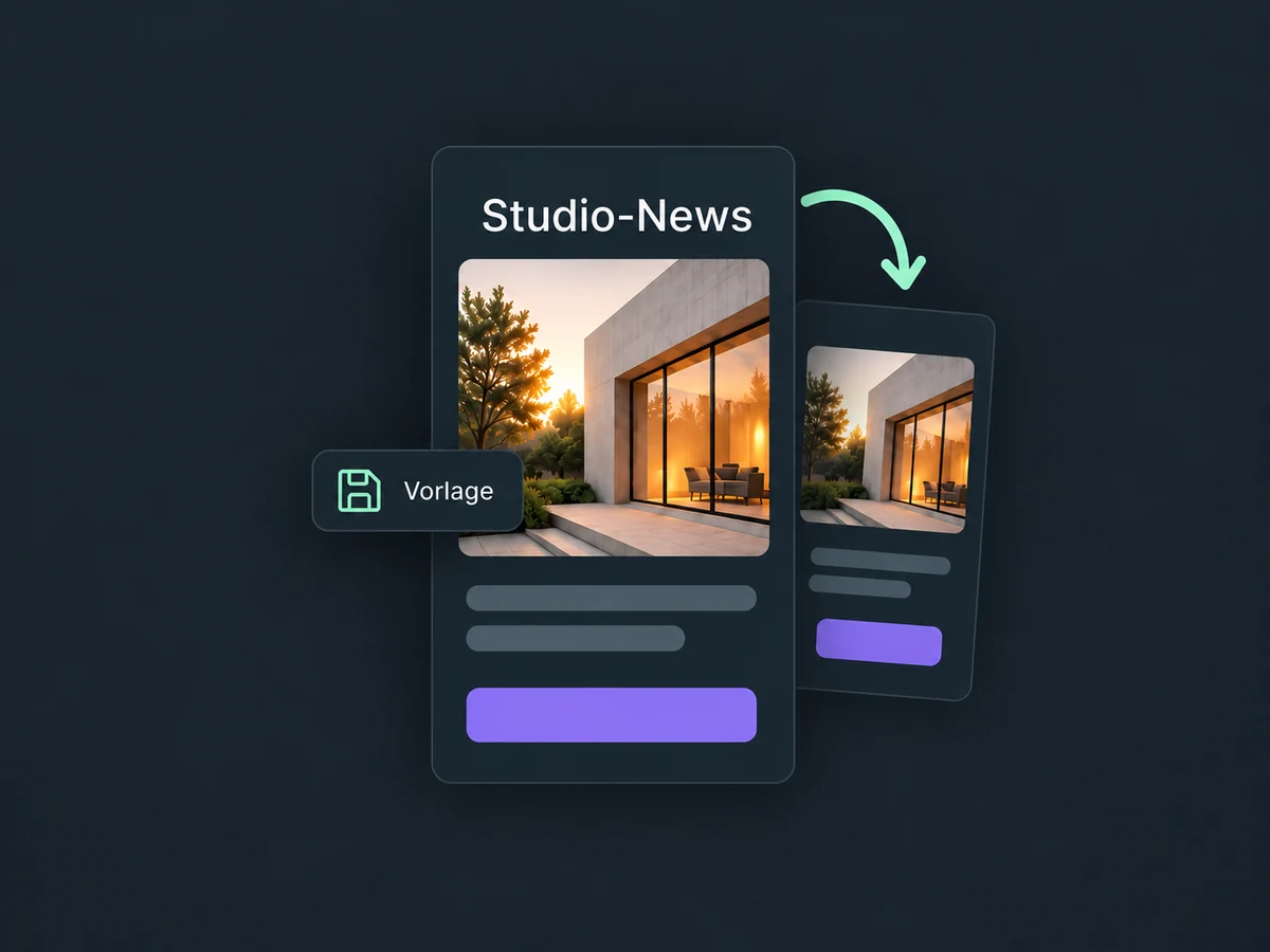 Die gespeicherte Newsletter-Vorlage Studio-News wird für eine weitere Ausgabe wiederverwendet.