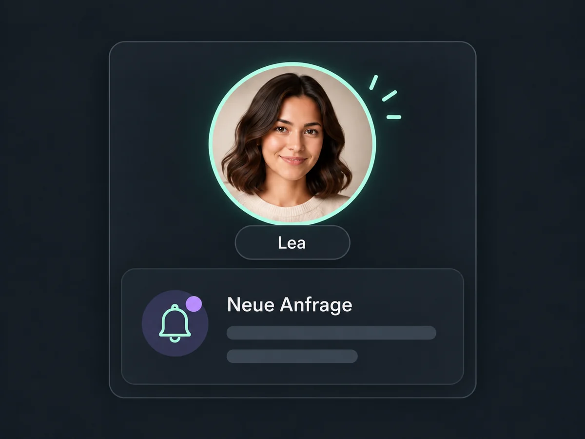Die Beispielzuständige Lea sieht eine Benachrichtigung mit dem Hinweis Neue Anfrage.