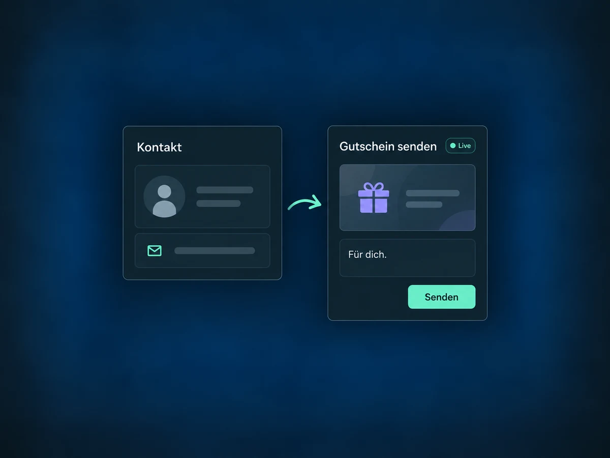 Ein einzelner Kontakt erhält ein persönliches Gutschein-Geschenk im Live-Modus.