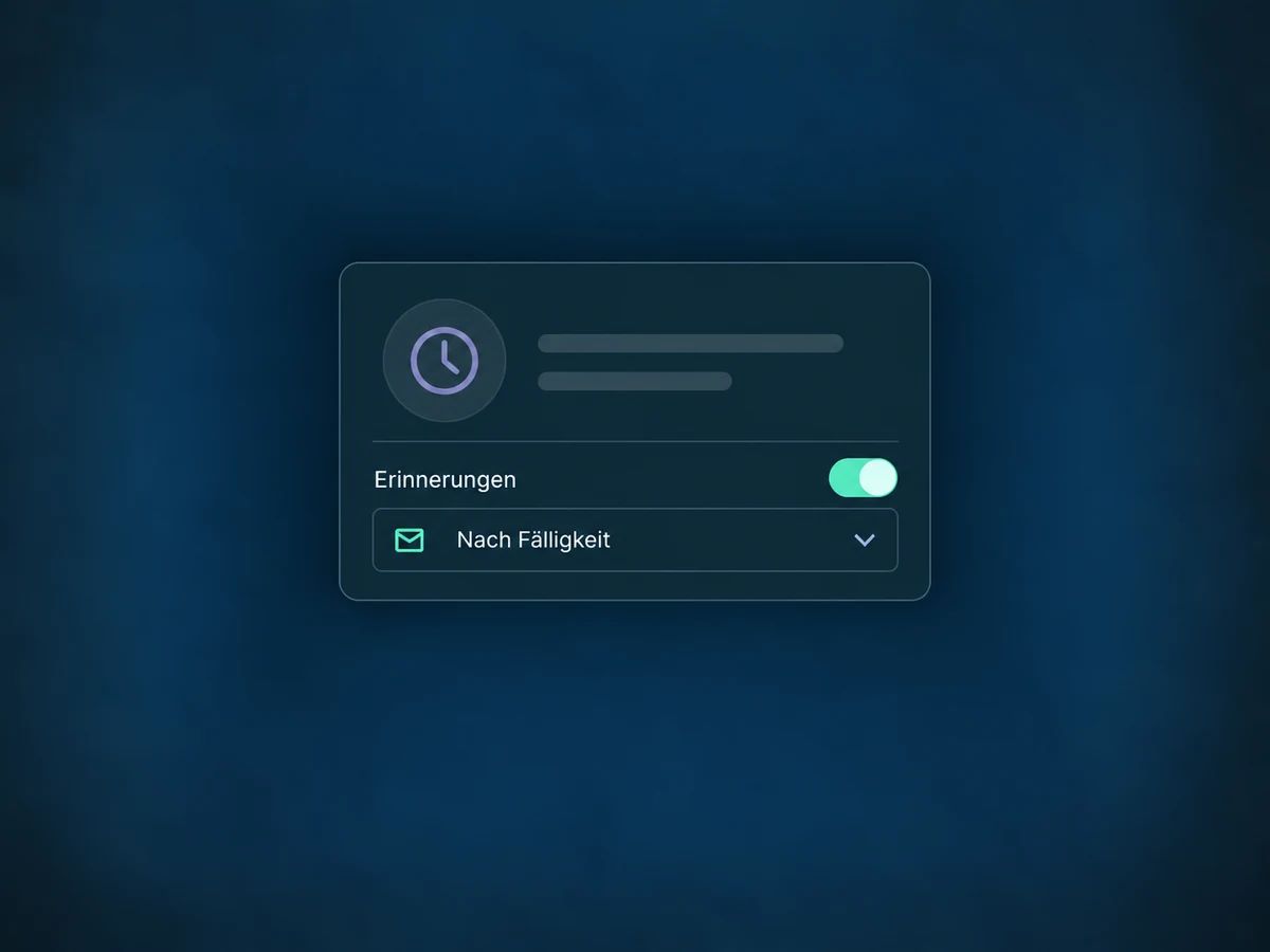 Eine aktivierte Rechnungsregel plant eine Erinnerung nach Fälligkeit.