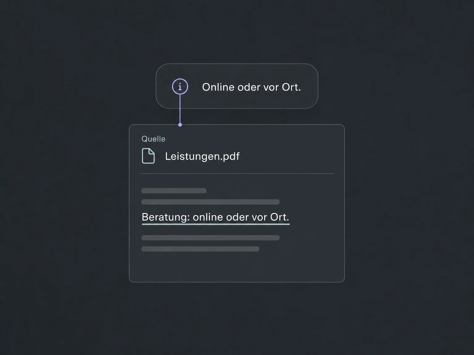 Die Antwortdetails nennen das Dokument und die Passage, die zur Beispielantwort passen.