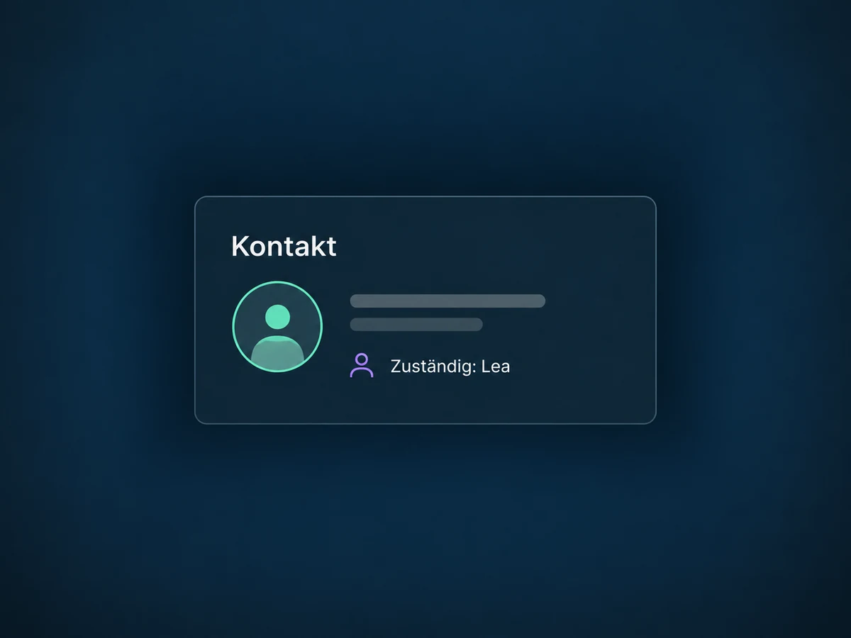 Die Kontaktansicht nennt Lea als zuständige Person.