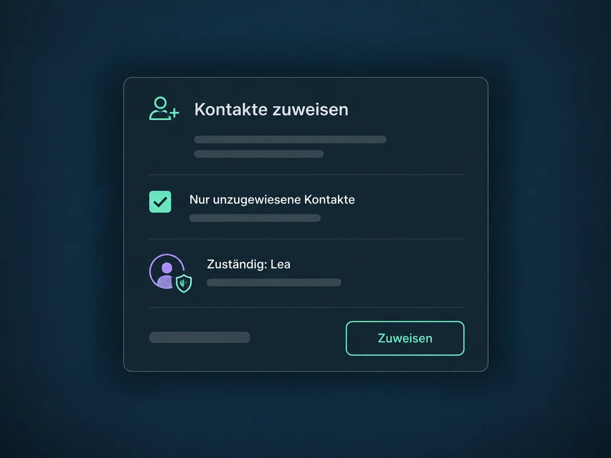 Die Zuweisung bearbeitet nur unzugewiesene Kontakte und erhält die vorhandene Zuständigkeit.