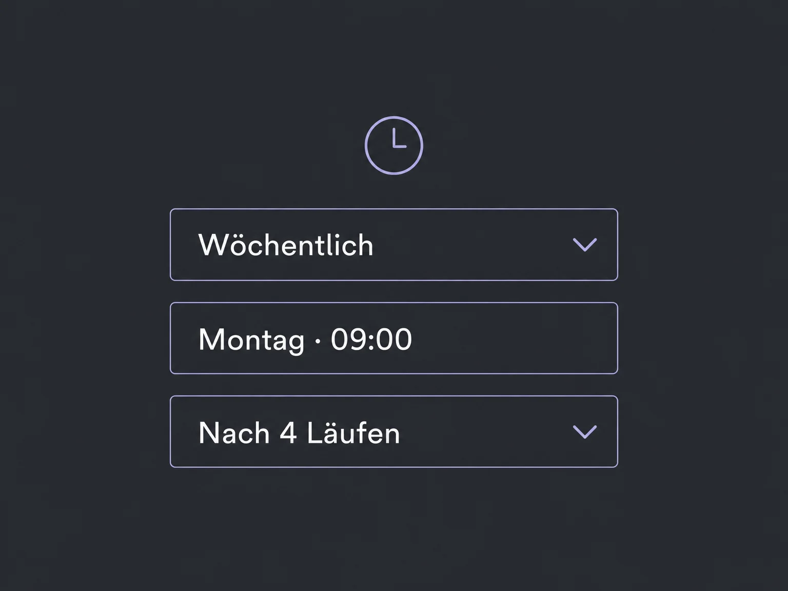 Beispiel eines wöchentlichen Agentenzeitplans mit begrenzten Wiederholungen.