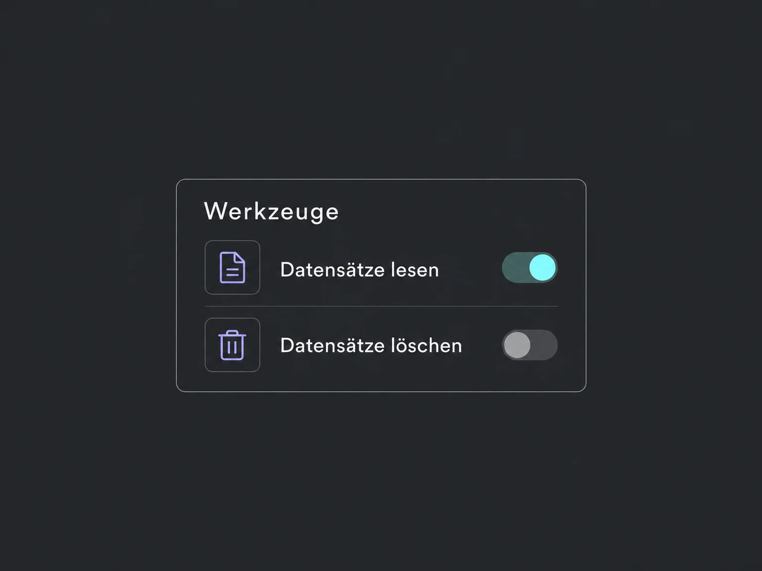 Für den Agenten ist Datensätze lesen aktiviert, Datensätze löschen bleibt ausgeschaltet.