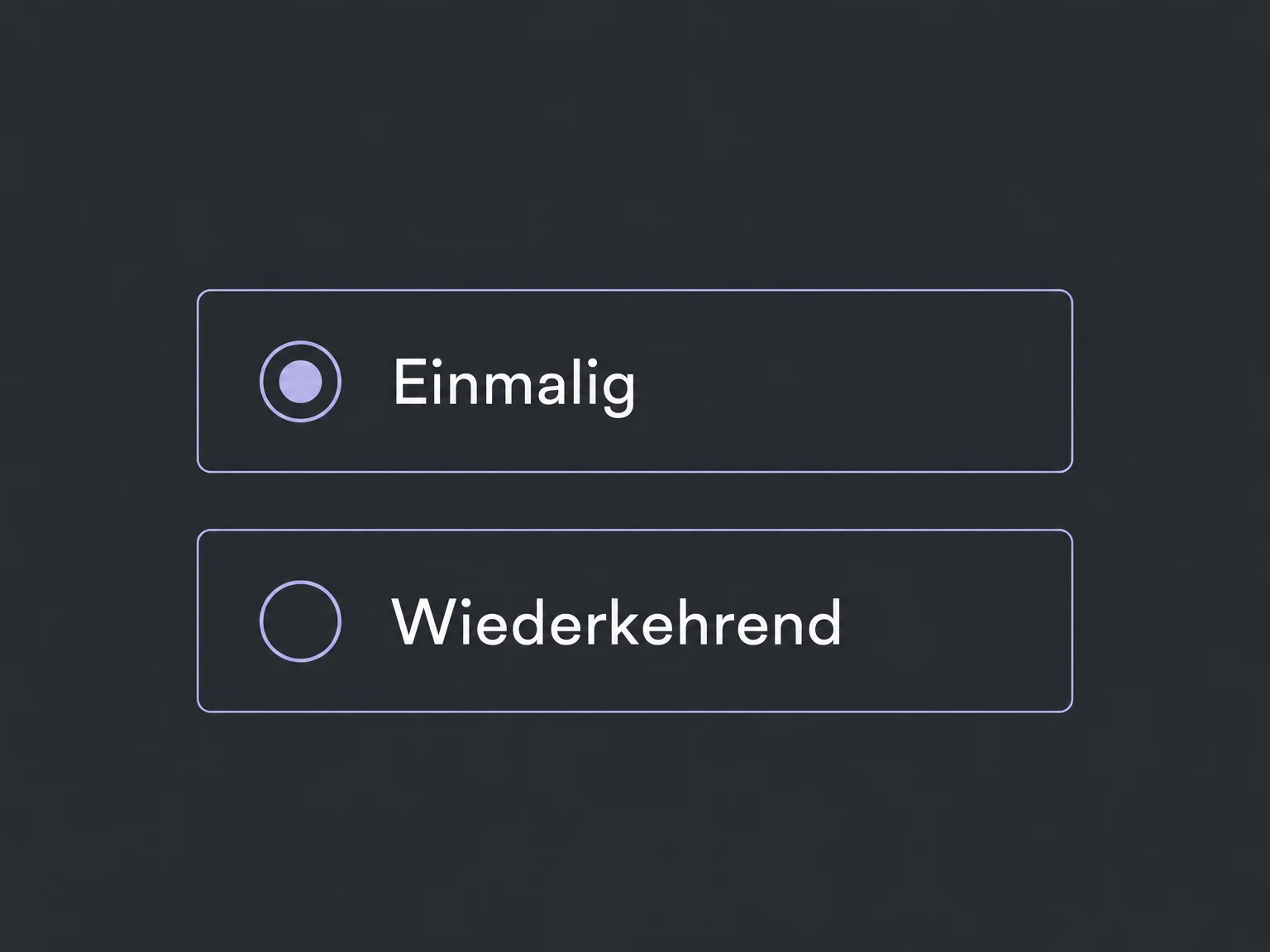 Einmalige und wiederkehrende Zahlung als zwei auswählbare Preismodelle.