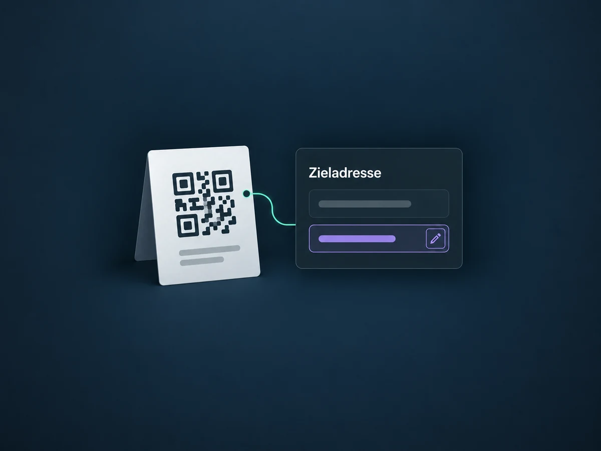 Ein unverändertes gedrucktes QR-Muster führt zu einer bearbeitbaren Zieladresse.