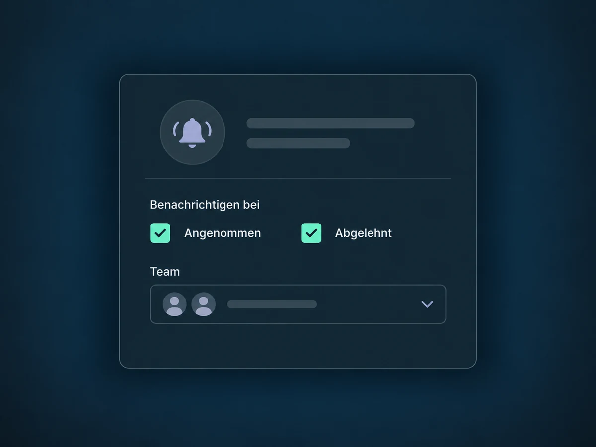 Teambenachrichtigungen sind für angenommene und abgelehnte Angebote ausgewählt.