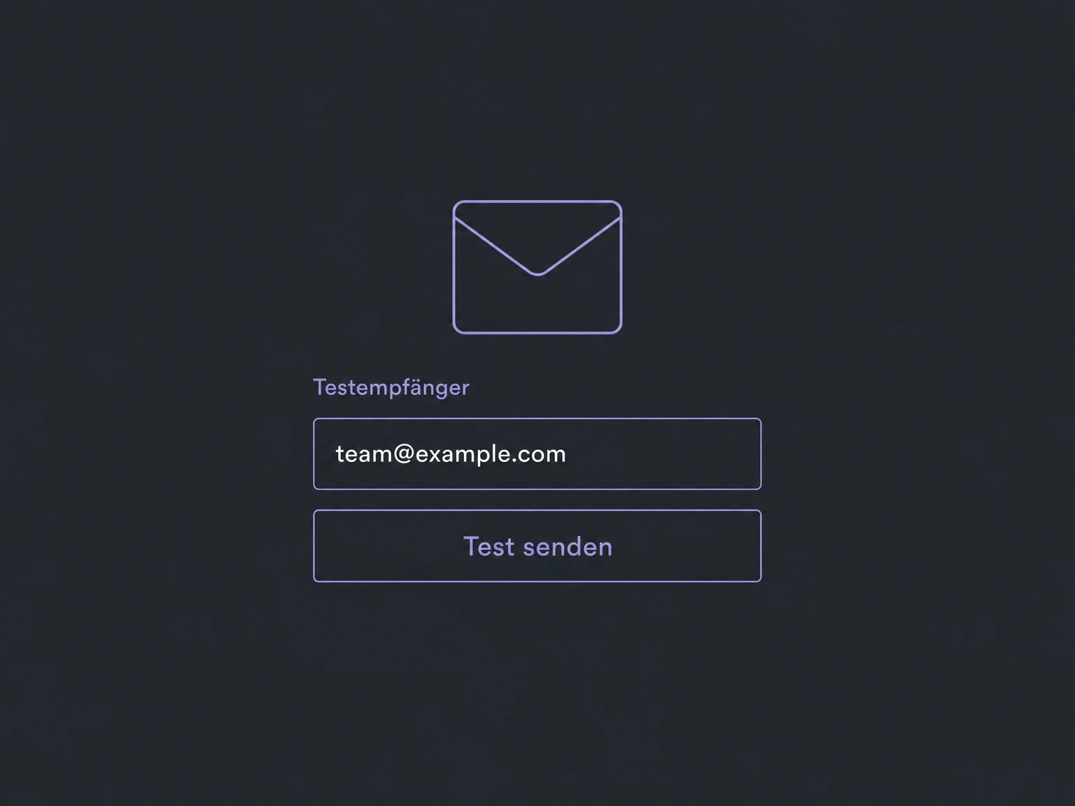 Eine Test-E-Mail kann zur internen Prüfung an team@example.com gesendet werden.