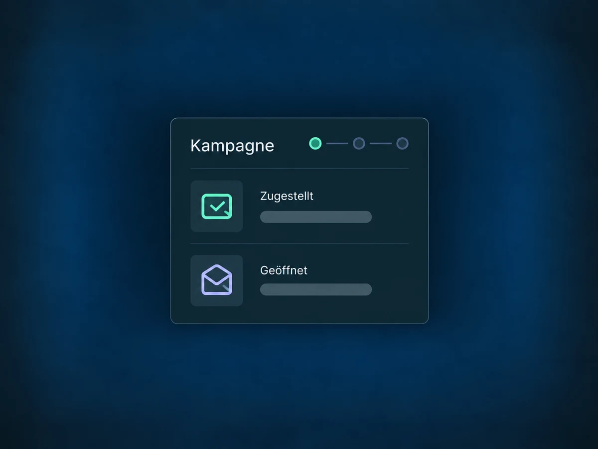 Der Kampagnenbericht zeigt Zustellungen und Öffnungen als getrennte Kennzahlen.