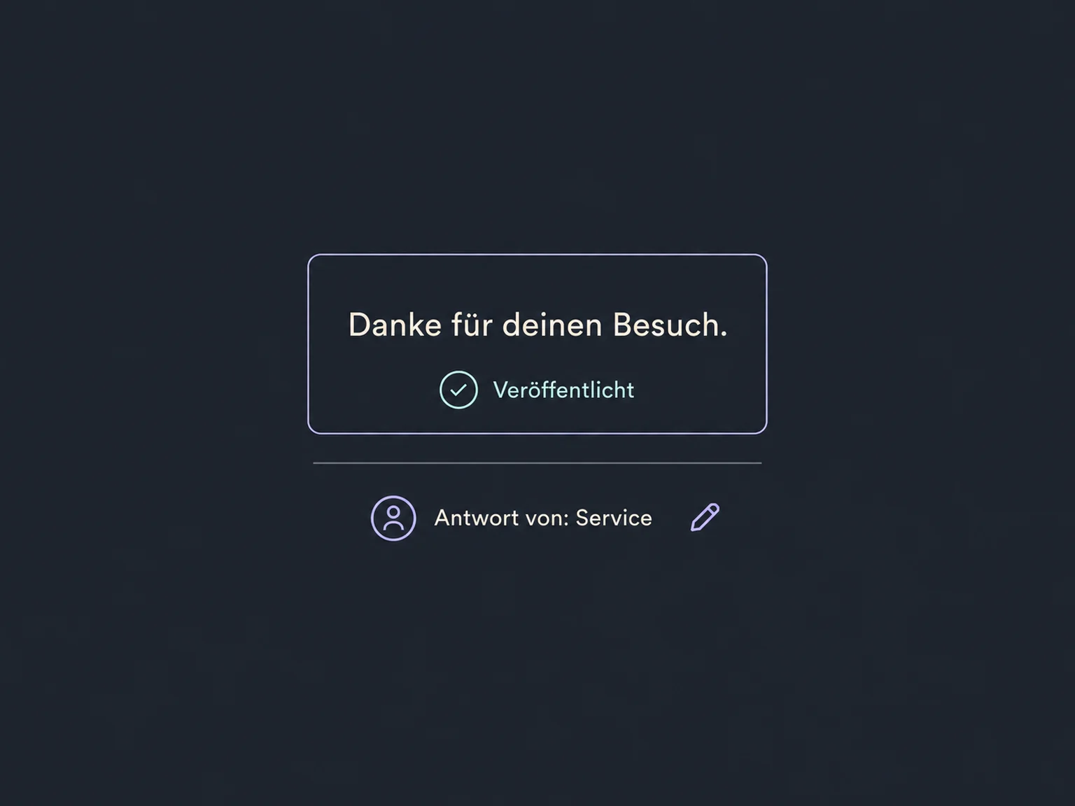 Unter einer veröffentlichten Beispielantwort steht der verwendete Assistent Service.