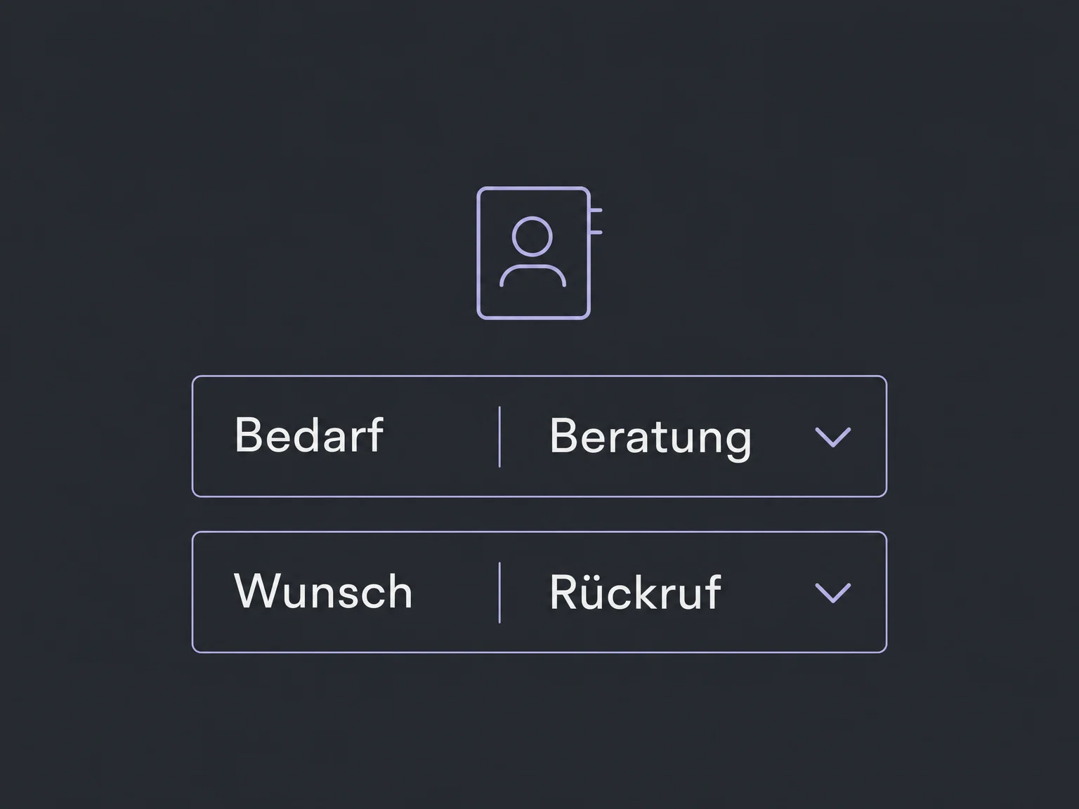 Beispiel: Die Gesprächsangaben Beratung und Rückruf werden in Kontaktfeldern erfasst.