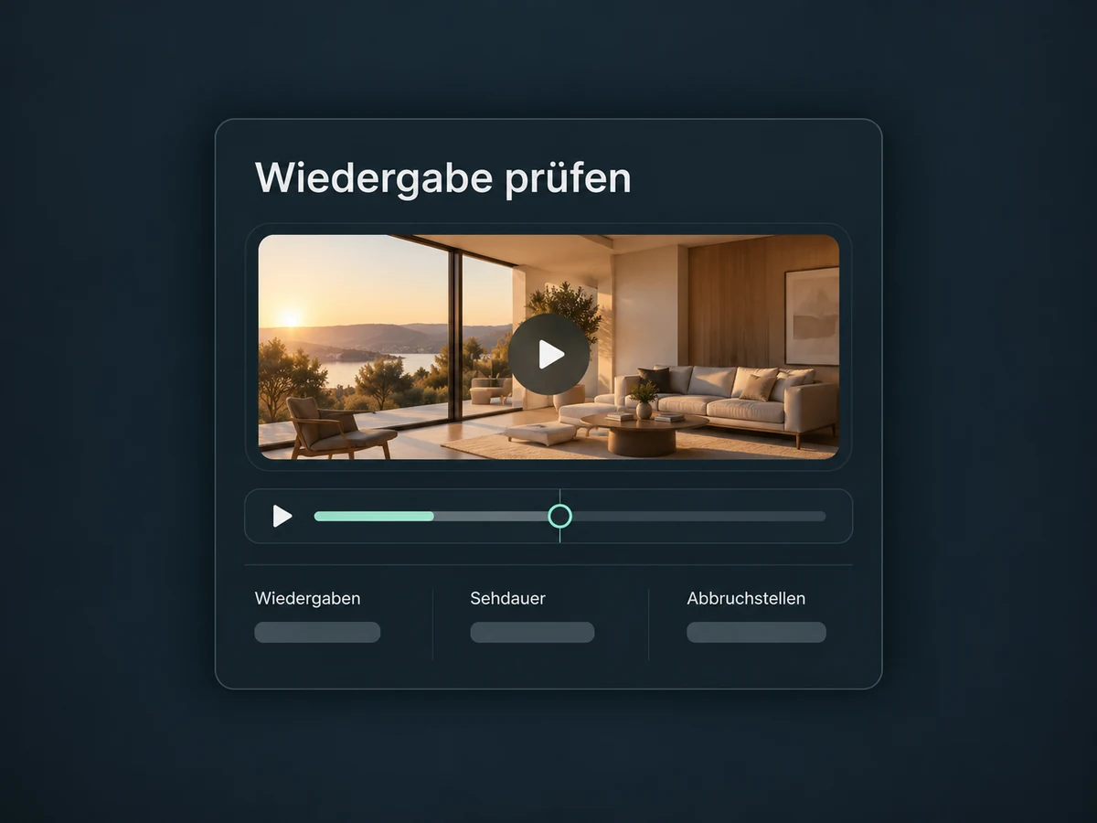 Eine schematische Wiedergabeansicht zeigt Sehdauer und Abbruchstellen ohne erfundene Messwerte.