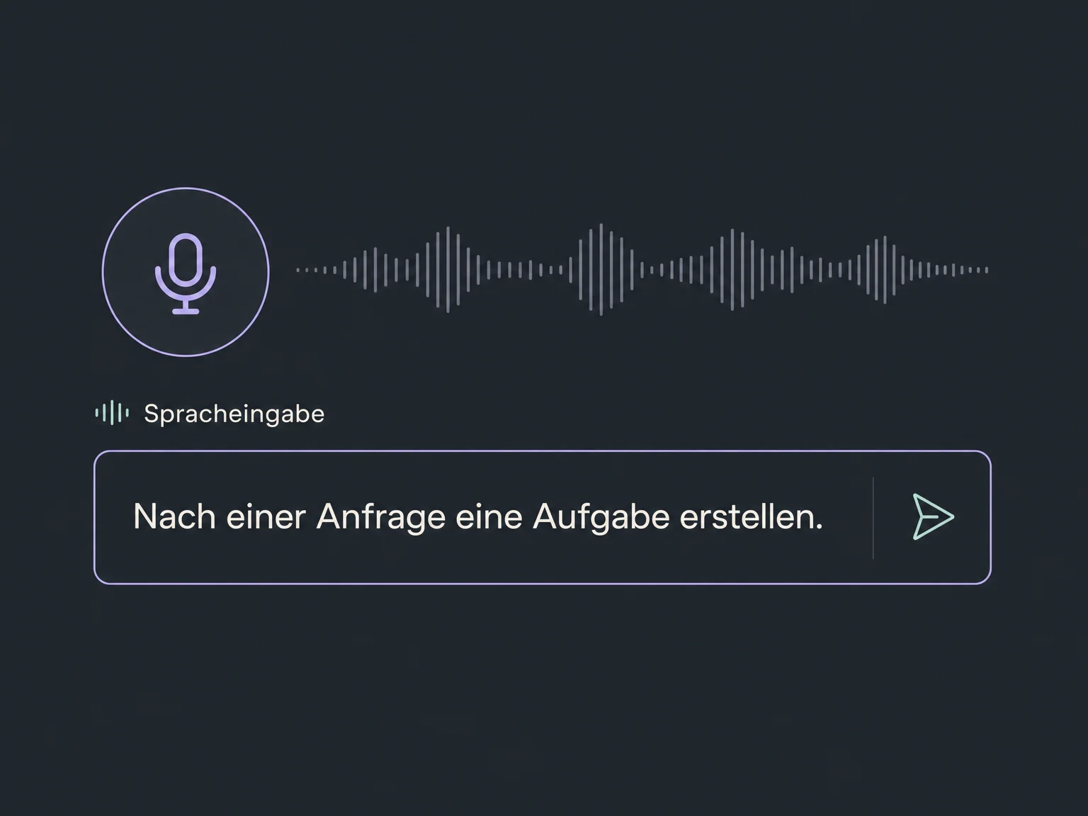 Ein Mikrofon überträgt die gesprochene Idee als Text in die Workflow-Eingabe.