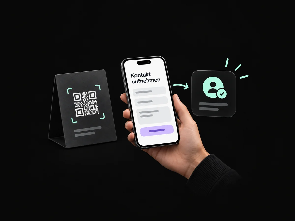 Beispiel: Ein QR-Code am Messestand führt zum bewusst abgesendeten Kontaktformular.