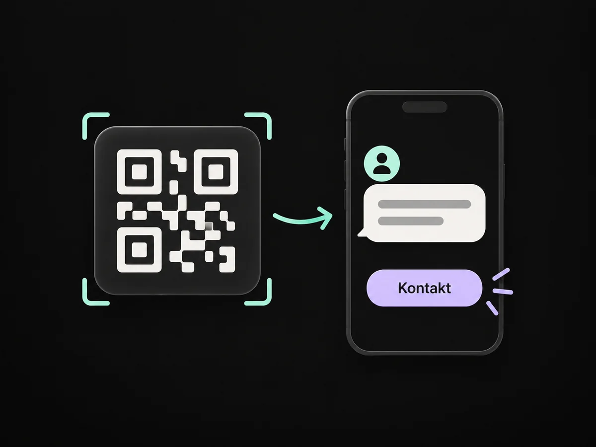 Beispiel: Ein QR-Code führt zu einem Kontaktweg auf dem Smartphone.