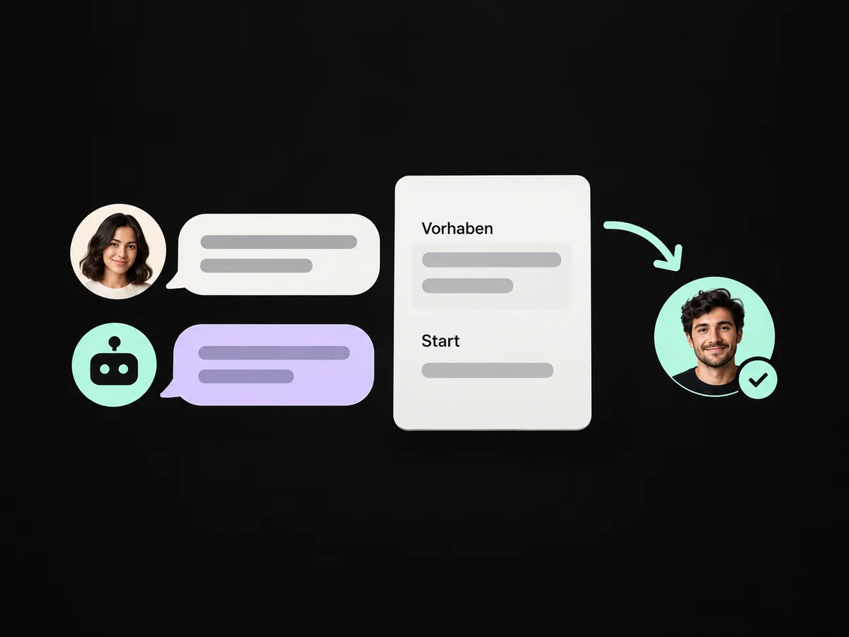 Beispiel: Vorhaben und Start werden aus dem KI-Chat für die Beratung festgehalten.