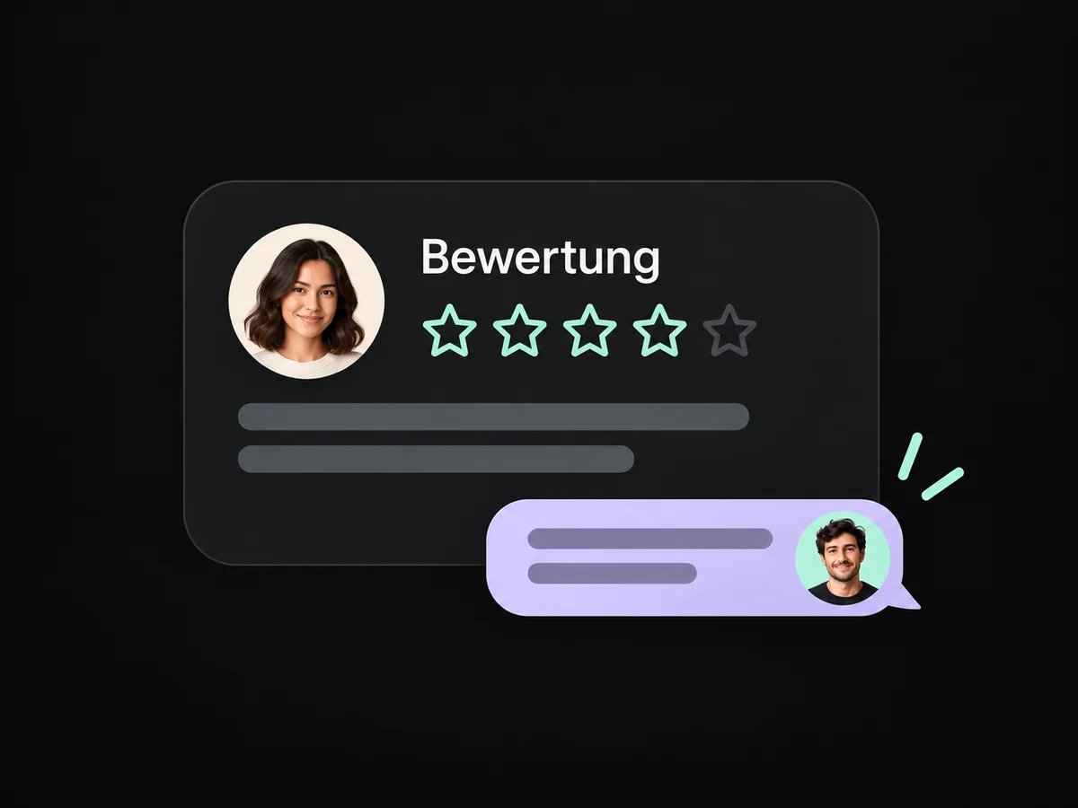Beispiel: Eine Kundenbewertung wird mit einer persönlichen Antwort verbunden.