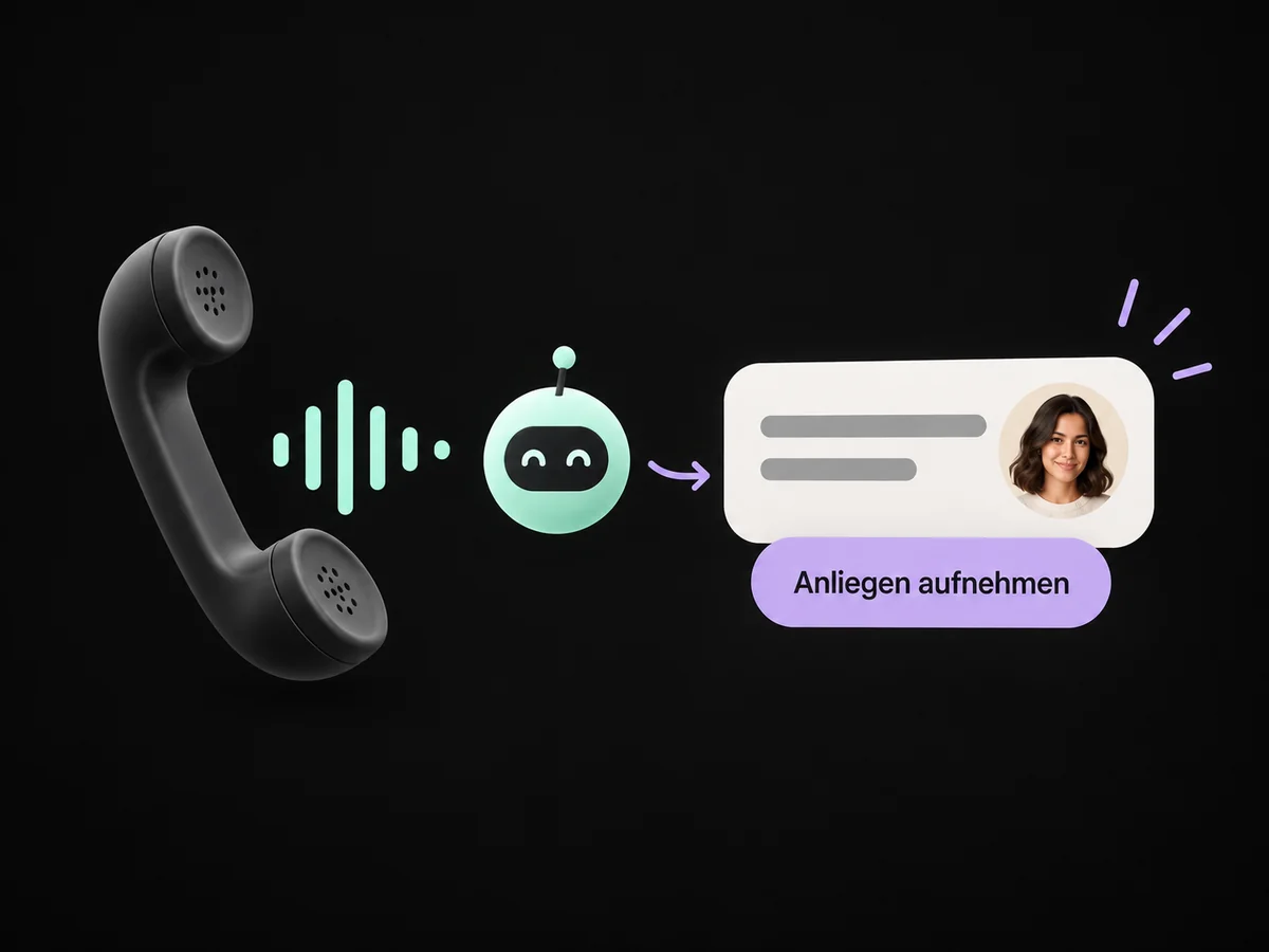 Beispiel: Ein KI-Telefonagent nimmt das Anliegen eines Anrufers auf.