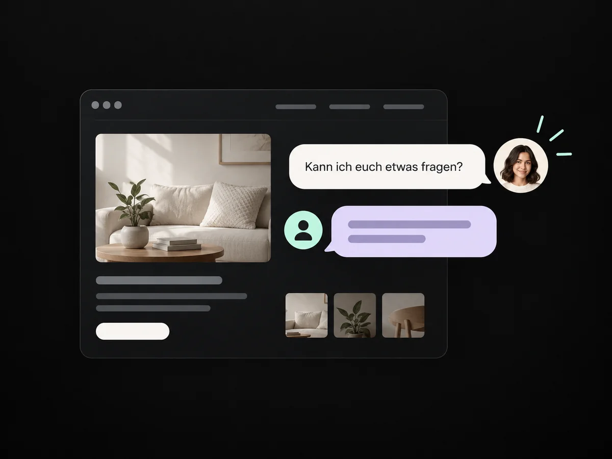 Beispiel: Eine Website-Frage wird im verbundenen Chat aufgegriffen.