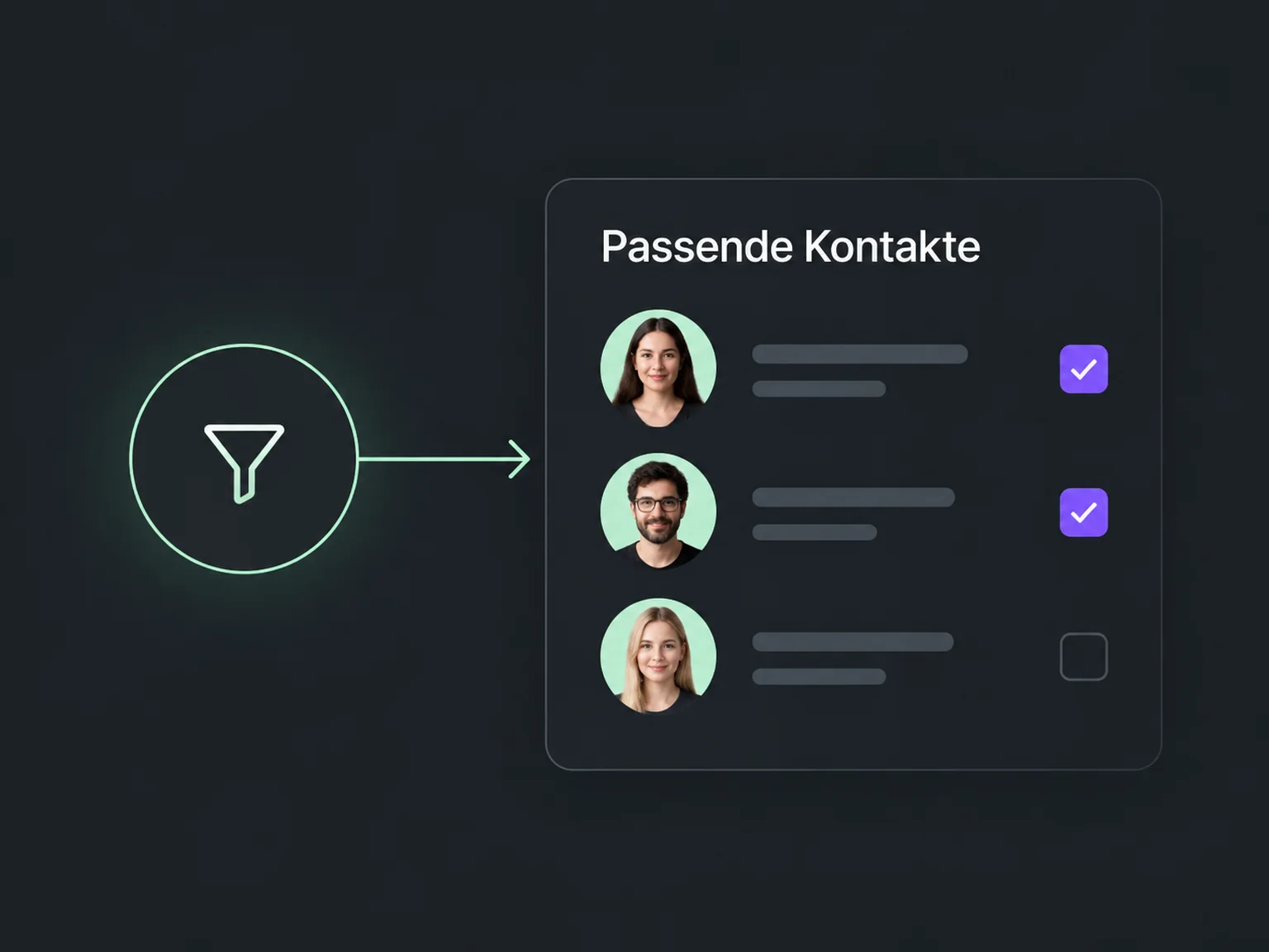 Beispiel: Passende Kontakte → Auswahl.