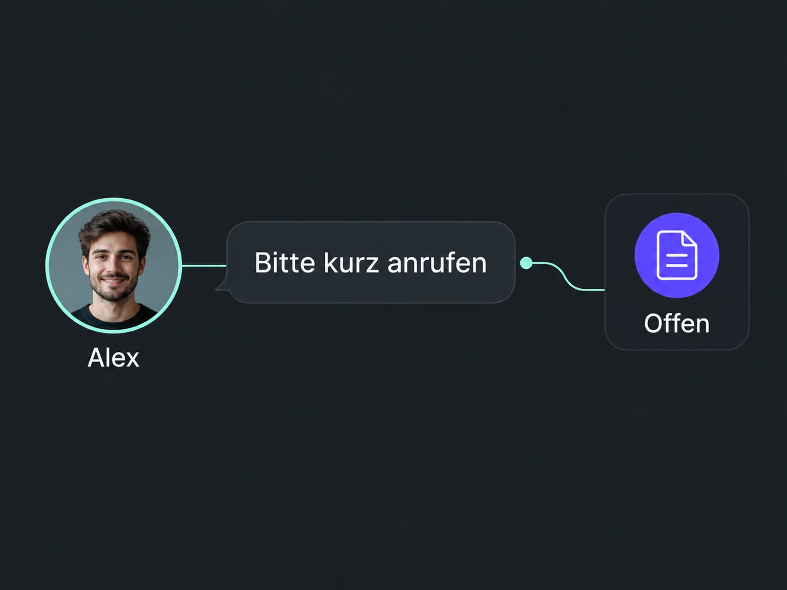 Beispiel: Bitte kurz anrufen → Alex → Offen.