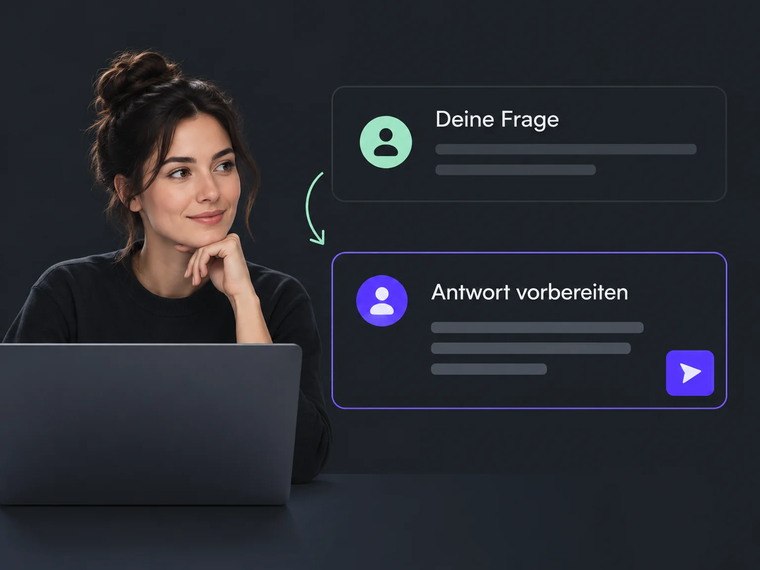Beispiel: Deine Frage → Antwort vorbereiten.