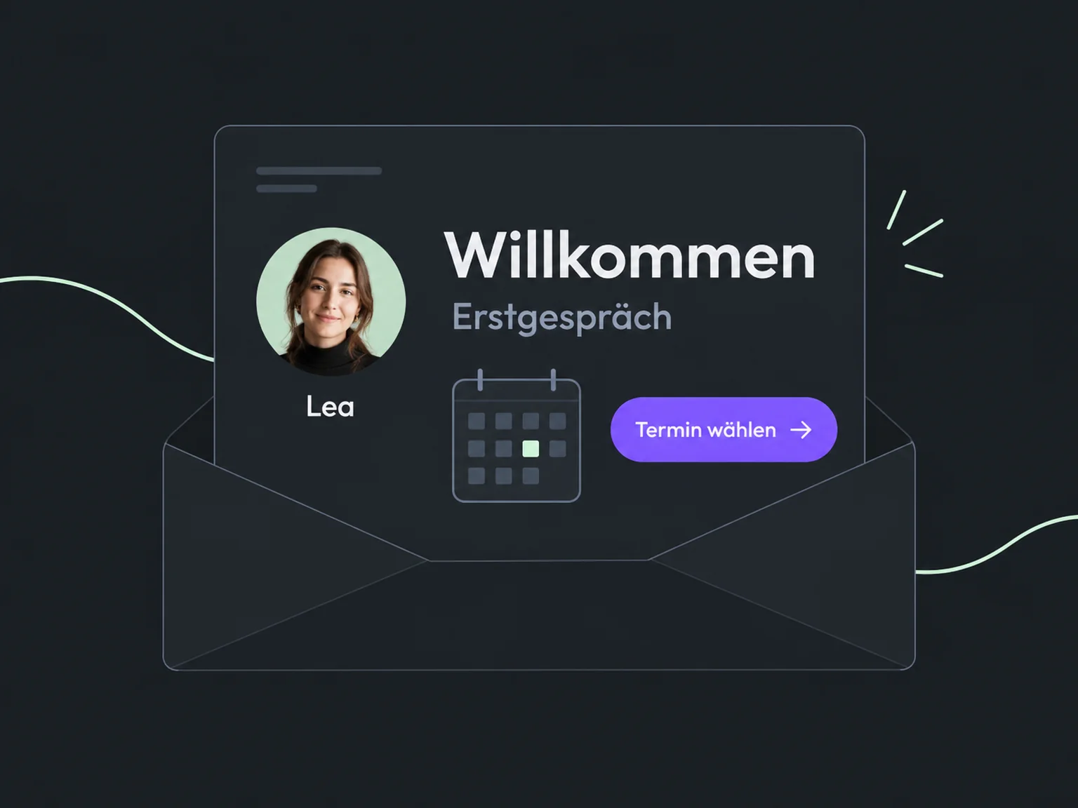 Beispiel: Willkommen → Erstgespräch → Termin wählen.
