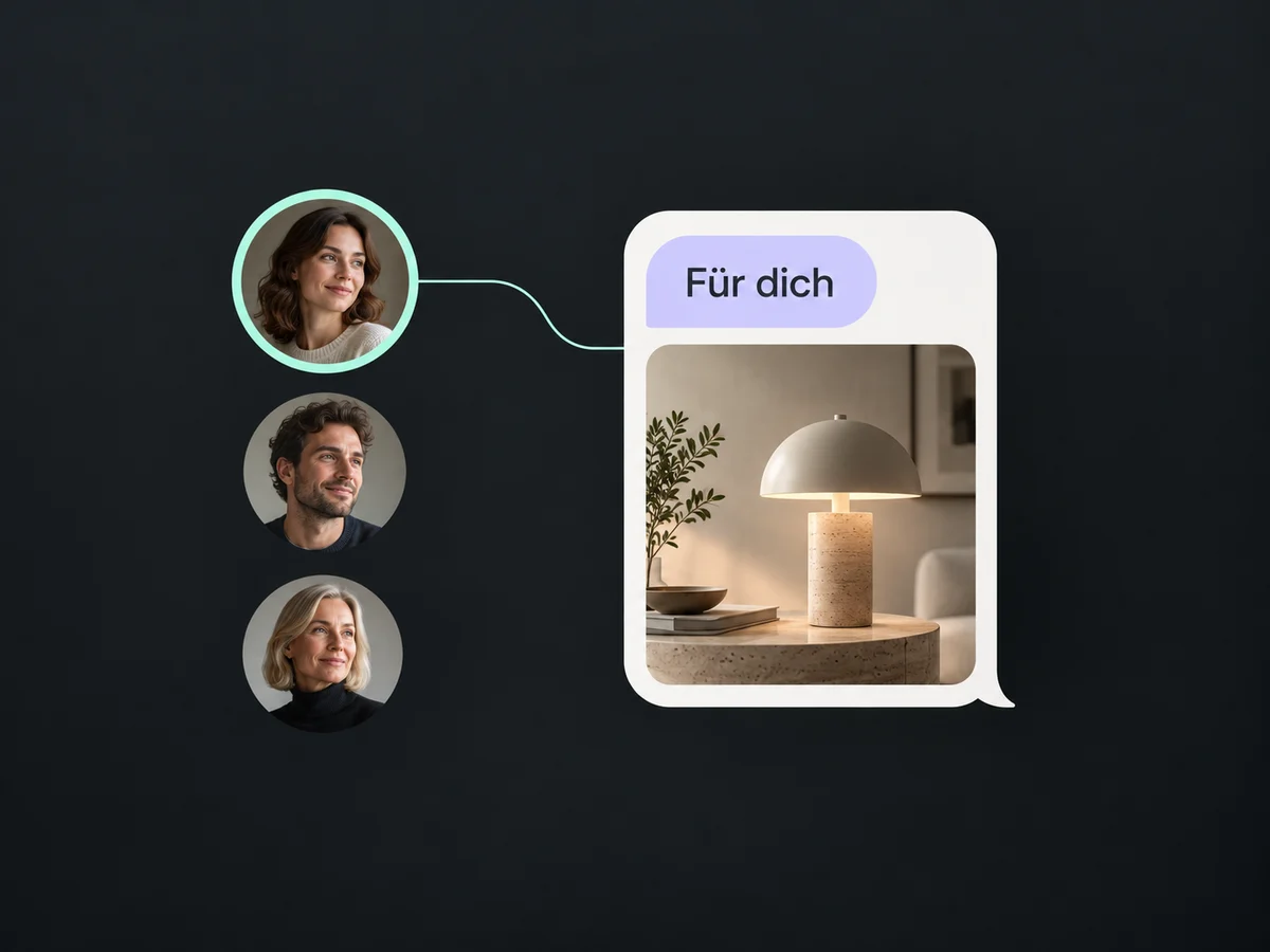 Eine ausgewählte Kundin erhält ein passendes Produktangebot im Chat.